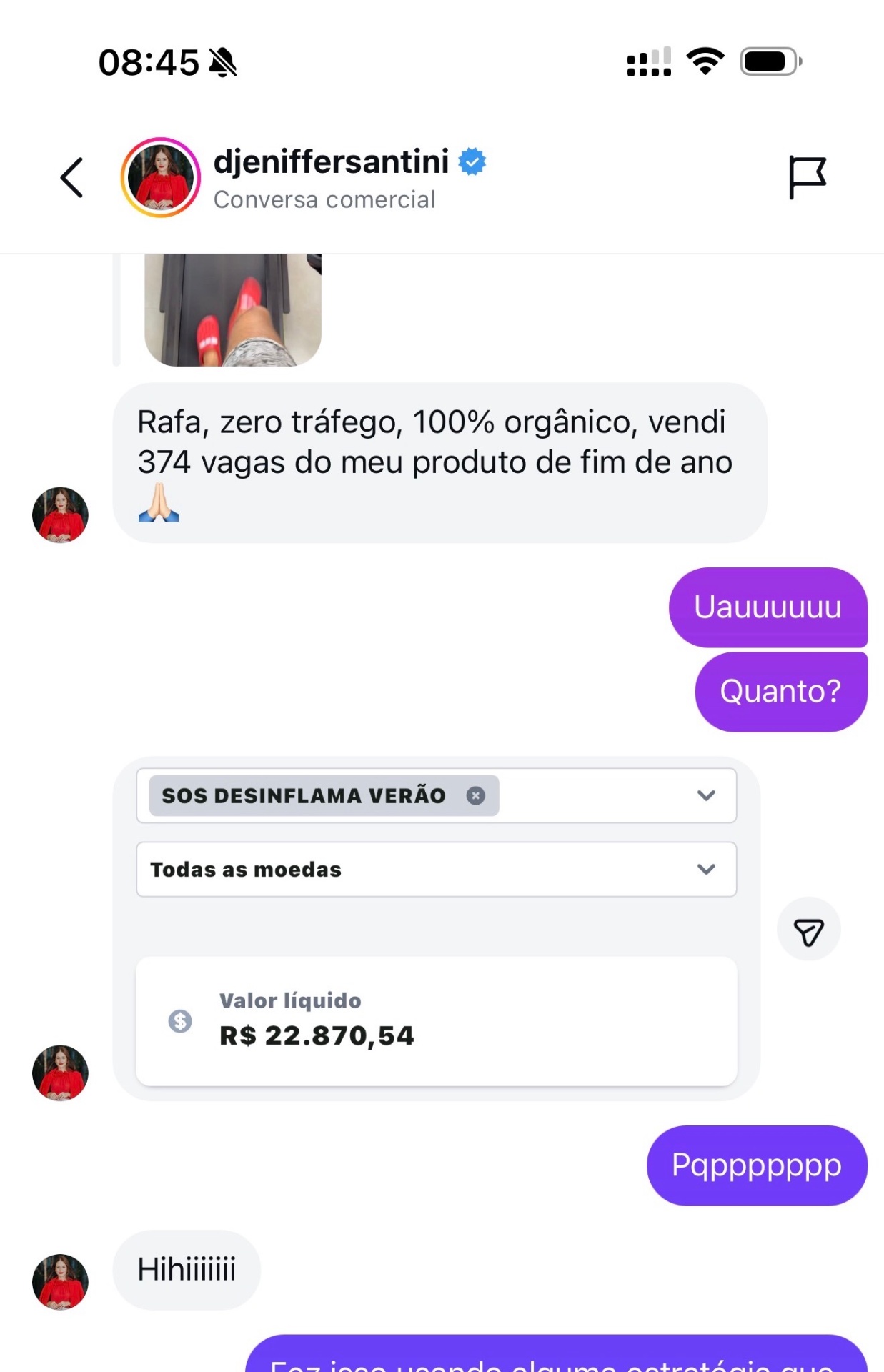 Print de aluno aplicando o método 5