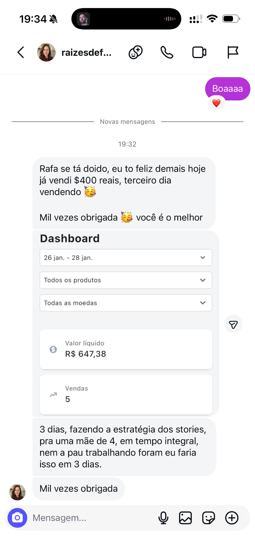 Print de aluno aplicando o método 4